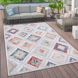 Paco Home - Tapis Exterieur Terrasse Salon Scandinave Ethnique Geometrique Abstrait 3D 80x150 cm, Multicolore 4