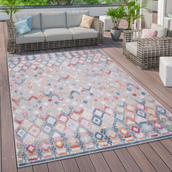 Paco Home - Tapis Exterieur Terrasse Salon Scandinave Ethnique Geometrique Abstrait 3D 160x220 cm, Multicolore 2
