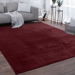 Paco Home - Tapis De Salon Poils Ras Lavable Monochrome Style Moderne Rouge 200 cm carré