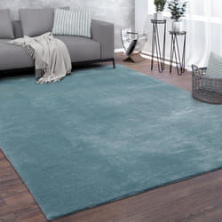 Paco Home Tapis De Salon Poils Ras Lavable Monochrome Style Moderne Turquoise 80x300 cm