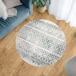 Paco Home - Tapis Exterieur Terrasse Balcon Tapis Cuisine Scandinave Geometrique Turquoise 120 cm rond