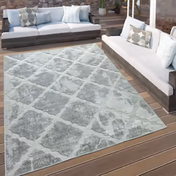 Paco Home Tapis Intérieur Et Extérieur Aspect Marbré Losanges Gris 160 cm rond