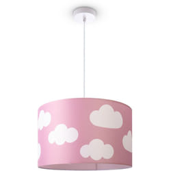 Paco Home - Plafonnier Chambre Enfant Suspension Bébé Abat-Jour Tissu Rond Étoiles Lampe à suspension - Blanc, Design 11 (Ø45,5 cm)