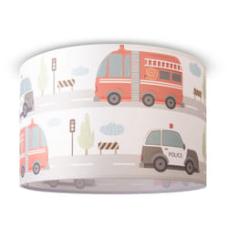 Paco Home - Plafonnier Chambre Enfant Suspension Chambre Bébé Pompier Rue Police E27 Design 1 (Ø45,5 cm), Plafonnier - Blanc