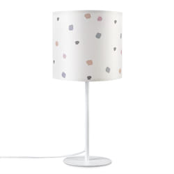 Paco Home - Applique Abat-Jour Tissu Lampe à Poser Lampe De Chevet E14 Vintage Rétro Ronde Lampe de table - Blanc, Design 3 (Ø18 cm)