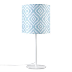 Paco Home - Applique Abat-Jour Tissu Lampe à Poser Lampe De Chevet E14 Vintage Rétro Ronde Lampe de table - Blanc, Design 6 (Ø18 cm)