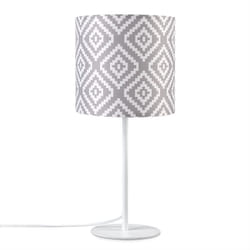 Paco Home - Applique Abat-Jour Tissu Lampe à Poser Lampe De Chevet E14 Vintage Rétro Ronde Lampe de table - Blanc, Design 7 (Ø18 cm)