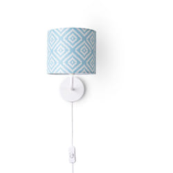 Paco Home - Applique Abat-Jour Tissu Lampe à Poser Lampe De Chevet E14 Vintage Rétro Ronde Lampe murale - Blanc, Design 6 (Ø18 cm)