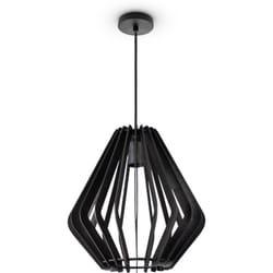 Paco Home - Suspension Bois Style Boho Salon Lampe Table à Manger Vintage E27 Lampe à suspension - Type 1, Noir (Ø29 cm)