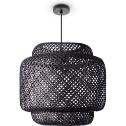 Paco Home - Plafonnier Bambou Suspension Boho Salon Lampe En Osier Suspendue Vintage E27 Noir (Ø40cm), Lampe à suspension - Type 1