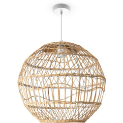 Paco Home - Suspension Salon Boho Lampes En Osier Rotin Lampe Suspendue Créme (Ø40 cm), Lampe à suspension - Type 6