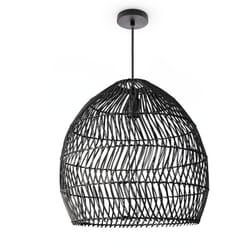 Paco Home - Suspension Salon Boho Lampes En Osier Rotin Lampe Suspendue Noir (Ø40cm), Lampe à suspension - Type 7