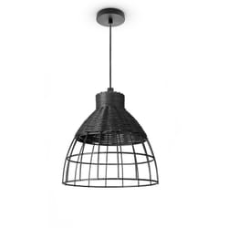 Paco Home - Rotin Suspension Salon Lampe à Poser Boho Lampe En Cage Table De Chevet Métal Lampe à suspension - Type 2, Noir (Ø22 cm)