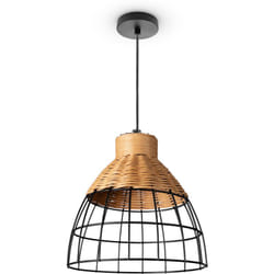 Paco Home - Rotin Suspension Salon Lampe à Poser Boho Lampe En Cage Table De Chevet Métal Lampe à suspension - Type 2, Beige (Ø22 cm)