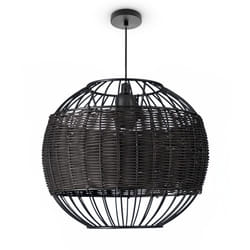 Paco Home - Rotin Suspension Salon Lampe à Poser Boho Lampe En Cage Table De Chevet Métal Noir (Ø30cm), Lampe à suspension - Type 3
