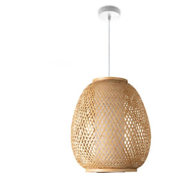 Paco Home - Plafonnier Bambou Suspension Boho Salon Lampe En Osier Suspendue Vintage E27 Beige (Ø32cm), Lampe à suspension - Type 4