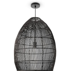 Paco Home - Suspension Salon Boho Lampes En Osier Rotin Lampe Suspendue Noir (Ø52 cm), Lampe à suspension - Type 2