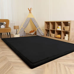 Paco Home - Tapis Chambre Enfant Bebe Fille Garcon Moelleux Antidérapant Moderne Noir, 80 cm rond