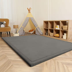 Paco Home - Tapis Chambre Enfant Bebe Fille Garcon Moelleux Antidérapant Moderne Gris, 80 cm rond