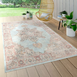 Paco Home - Tapis Exterieur Terrasse Balcon Tapis Motif Marocain Ornements Mandala Turquoise 60x100 cm
