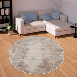 Paco Home - Tapis D'Extérieur Balcon Terrasse Vintage Tapis De Cuisine Motif Abstrait Beige Bleu 160 cm rond