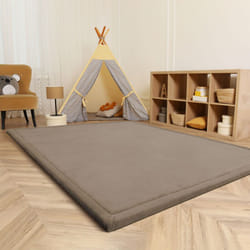 Paco Home - Tapis Chambre Enfant Bebe Fille Garcon Moelleux Antidérapant Moderne Beige, 80 cm rond
