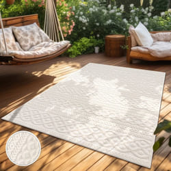Paco Home Tapis Salon Chambre Adulte Poils Ras Uni Motif Boho Motif Scandinave Crème Crème Crème 120x170 cm