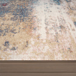Paco Home - Tapis Exterieur Terrasse Salon Cuisine Moderne Motif Abstrait Vintage Beige Bleu 200 cm rond