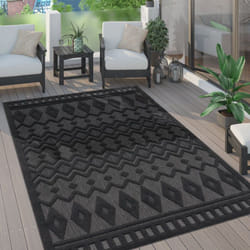 Paco Home - Tapis Exterieur Terrasse Salon Cuisine Motif Scandinave Motif Ethnique Uni 140x200 cm, Anthracite 3