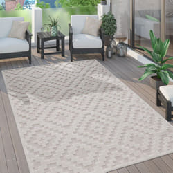 Paco Home - Tapis Exterieur Terrasse Salon Cuisine Motif Scandinave Motif Ethnique Uni 160x220 cm, Crème 2