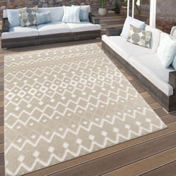Paco Home - Tapis Exterieur Terrasse Salon Cuisine Boho Scandinave Geometrique 3D Beige 60x100 cm