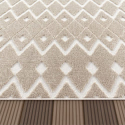 Paco Home - Tapis Exterieur Terrasse Salon Cuisine Boho Scandinave Geometrique 3D Beige 80x250 cm