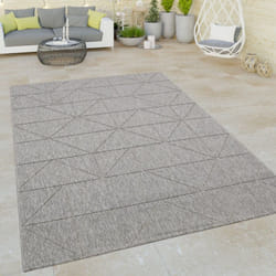 Tapis Exterieur Terrasse Salon Cuisine Motif Abstrait Motif Geometrique 3D Gris Gris 80x150 cm - Paco Home