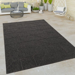 Paco Home - Tapis Exterieur Terrasse Salon Cuisine Abstrait Motif Geometrique 3D Anthracite Anthracite 120x170 cm