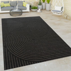 Paco Home - Tapis Exterieur Terrasse Salon Cuisine Motif Abstrait Rayures 3D Anthracite 120x170 cm