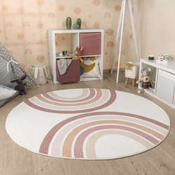 Paco Home - Tapis Rond Chambre Enfant Bebe Fille Garcon Arc-en-ciel Lavable En Machine Pink, 160 cm rond