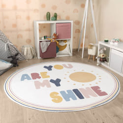 Paco Home - Tapis Rond Chambre Enfant Bebe Fille Garcon Arc-en-ciel Lavable En Machine 120 cm rond, Multicolore