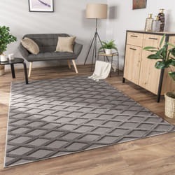Paco Home - Tapis Salon Chambre Adulte Poils Ras Motif Boho Motif Scandinave 3D Anthracite, 200x280 cm