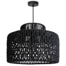Paco Home - Suspension led Lampe à Suspension Salon Chambre à Coucher Abat-jour Papier E27 Lampe à suspension - Noir, Noir (Ø40cm)