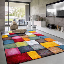 Paco Home - Tapis De Salon Poils Ras Moderne Motif Geometrique 3D 200x290 cm, Multicolore