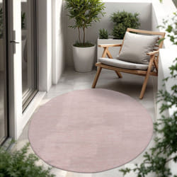Paco Home - Tapis Intérieur Et Extérieur Balcon Terrasse Tapis Cuisine Monochrome Moucheté Pink, 160 cm rond