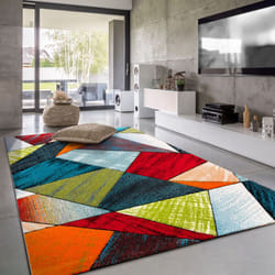 Paco Home Tappeto Salotto Moderno Soggiorno Pelo Corto Motivo Geometrico Vintage Rombi Design Verde Rosso Blu 80x150 cm