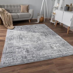 Paco Home - Tapis Salon Chambre Adulte Poils Ras Motif Oriental Ornements Moelleux 60x100 cm, Gris