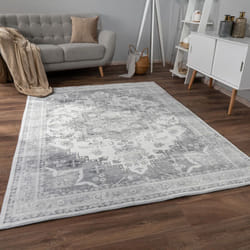 Paco Home - Tapis Salon Chambre Adulte Poils Ras Motif Oriental Ornements Moelleux 60x100 cm, Gris 3