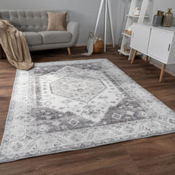 Paco Home - Tapis Salon Chambre Adulte Poils Ras Motif Oriental Ornements Moelleux 200x280 cm, Gris 2