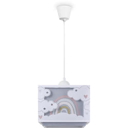 Paco Home - Suspension Enfant Abat-Jour Tissu Arc-En-Ciel Étoile Lion Dinosaure Lune Gris, Lampe à suspension - Type 6
