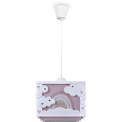 Paco Home - Suspension Enfant Abat-Jour Tissu Arc-En-Ciel Étoile Lion Dinosaure Lune Lampe à suspension - Type 6, Rose