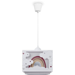 Paco Home - Suspension Enfant Abat-Jour Tissu Arc-En-Ciel Étoile Lion Dinosaure Lune Beige, Lampe à suspension - Type 6