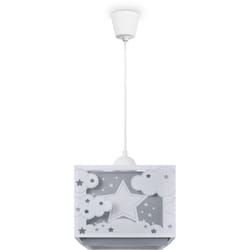 Paco Home - Suspension Enfant Abat-Jour Tissu Arc-En-Ciel Étoile Lion Dinosaure Lune Gris, Lampe à suspension - Type 4