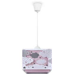 Paco Home - Suspension Enfant Abat-Jour Tissu Arc-En-Ciel Étoile Lion Dinosaure Lune Lampe à suspension - Type 1, Rose